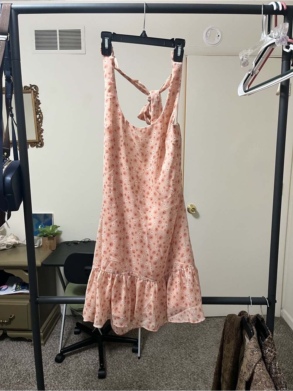 Altar'd State Peach Floral Halter Dress